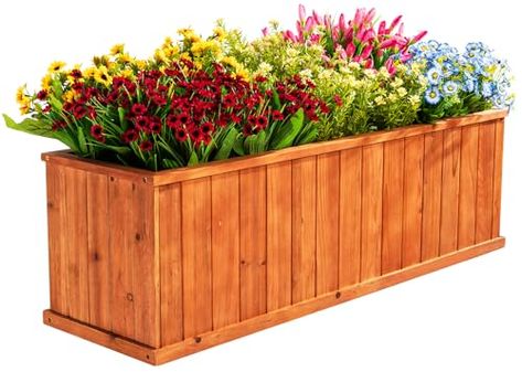 Idzo Fir Wood 40 in. Planter Box, Spacious Wooden Planter Boxes with Convenient Drainage Holes, Durable Oil Coated Window Box for Flowers & Plants, Decor Garden, Balcony, Backyard, Easy Assembly Box For Flowers, Wooden Window Boxes, Large Planter Boxes, Rectangular Planter Box, Balcony Backyard, Different Kinds Of Flowers, Window Planters, Wooden Planter Boxes, Wooden Planter