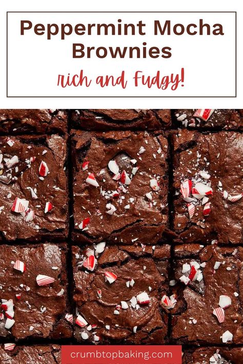 Brownies With Peppermint Frosting, Peppermint Mocha Brownies, Peppermint Fudge Brownies, Peppermint Brownies Easy, Candy Cane Brownies, Peppermint Brownies Recipe, Mocha Brownies, Peppermint Brownie, Chocolate Peppermint Brownies