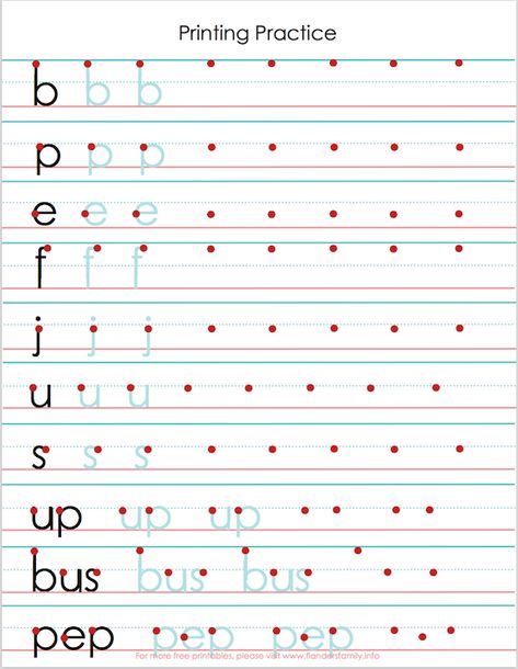 Free Printing Practice Sheets to help with letter reversals | from www.flandersfamily.info Printing Practice Sheets, Printing Worksheets, Free Printable Handwriting Worksheets, Penmanship Practice, Handwriting Practice Paper, Alphabet Handwriting Practice, Letter Reversals, Writing Practice Sheets, Handwriting Practice Worksheets