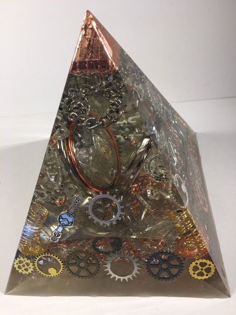 Resin Pyramid, Time Is An Illusion, Resin Creations, Antique Pocket Watch, Watch Gears, Meditation Rooms, Orgonite Pyramids, Pocket Watch Antique, Resin Artwork