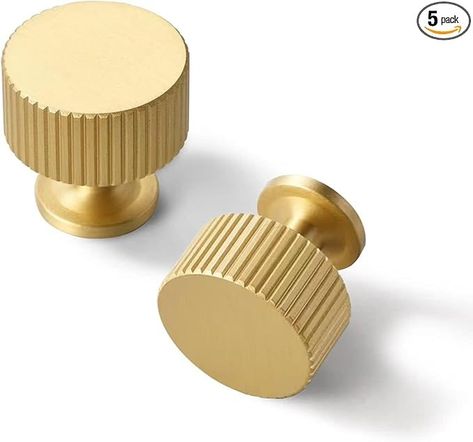 SALISENG- 5 Pack Solid Brass Kitchen Cabinet Knobs,Matt Gold Drawer Pulls, 1-1/10 Inch 28mm Diameter, Modern Furniture Handles for Cupboard Wardrobe (BOURGUE) - Amazon.com Brushed Gold Kitchen, Modern Kitchen Hardware, Bathroom Cabinet Knobs, Gold Cabinet Hardware, Gold Drawer Knobs, Gold Cabinet Handles, Gold Drawer Pulls, Gold Dresser, Dresser Drawer Knobs