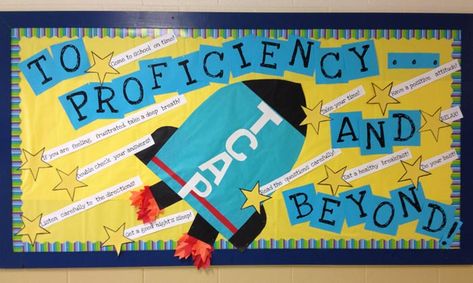 Test Profiency and Beyond! Test Taking Bulletin Board Math Bulletin Boards Middle School, Testing Bulletin Boards, Motivational Bulletin Boards, Counseling Bulletin Boards, Math Bulletin Boards, School Counseling Lessons, Middle School Math Classroom, Library Bulletin Boards, Teachers Lounge