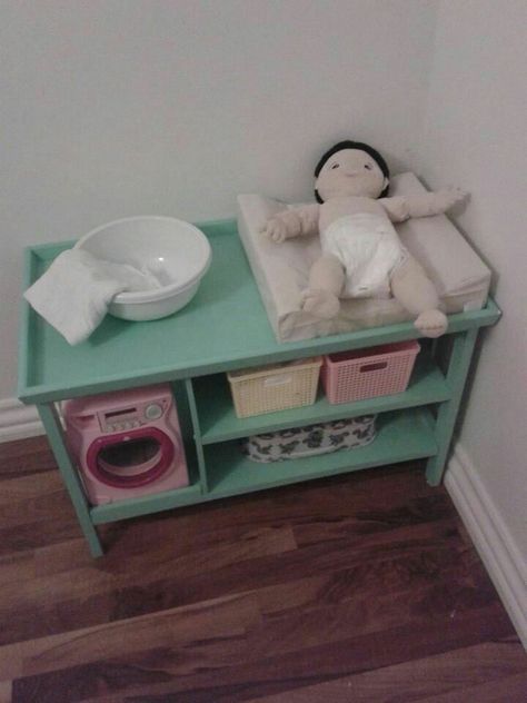 Diy Baby Doll Crib, Baby Doll Changing Table, Doll Changing Table, Diy Changing Table, Baby Doll Play, Baby Doll Crib, Baby Doll Furniture, Baby Doll Nursery, Doll Crib