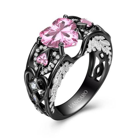 Then he presented you with a ring. Pink Engagement, Gothic Engagement Ring, Wedding Band Rings, Black Gold Wedding, Pink Engagement Ring, Black Gold Ring, Black Gold Jewelry, Trending Necklaces, Gold Wedding Jewelry