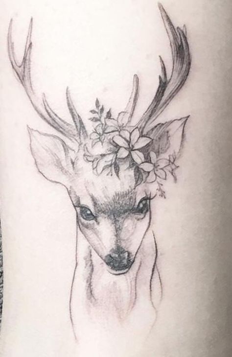 Gazelle Tattoo Design, Feminine Deer Tattoo, Deer Tattoos For Women Beautiful, Gazelle Tattoo, Deer Tattoos For Women, Hirsch Tattoo Frau, Doe Tattoo, Deer Tattoo Designs, Mum Tattoo