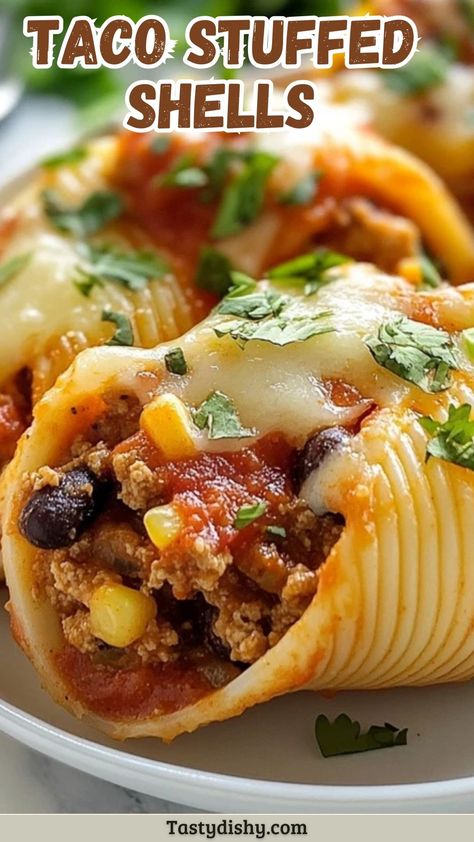 Taco Stuffed Shells Soft Shell Tacos Recipe Ground Beef, Mexican Stuffed Shells, Taco Recipes Ground Beef, Healthy Holiday Treats, Seasoned Ground Beef, Homemade Spice Mix, Red Meat Recipes, Spice Muffins, Pumpkin Spice Muffins