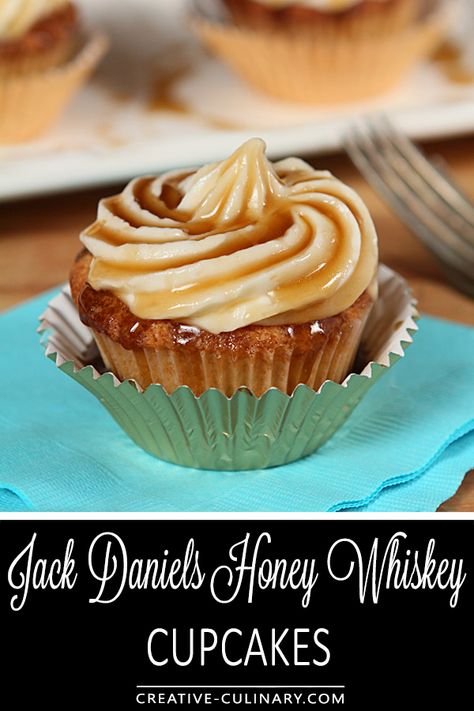 Jack Daniels Honey Whiskey, Whiskey Cupcakes, Alcoholic Cupcakes, Boozy Baking, Jack Daniels Honey, Infused Cupcakes, Low Carb Cupcakes, Boozy Cupcakes, Honey Whiskey