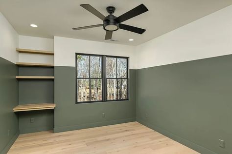 Sherwin Williams Pewter Green Color Block Pewter Green Paint, Pewter Green Sw, Sherwin Williams Pewter Green, Modern Transitional Farmhouse, Green Boys Room, Accent Wall Paint Colors, Sherwin Williams Green, Middle Daughter, Boy Room Paint