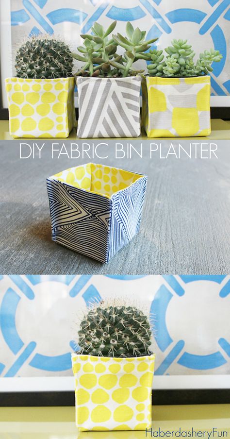 Hi, I’m Marni with Haberdashery Fun. I’m happy to be here today sharing my mini fabric planter bins. I’ve been wanting to make little fabric bins for quite some time. With Mother’s Day just around the Fabric Planters, Tote Tutorial, Plant Pot Covers, Purse Tutorial, Bag Tutorials, Fabric Storage Bins, Pouch Tutorial, Basket Tote, Fabric Basket