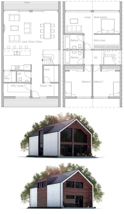 Casa Country, Modern Barn House, Modern Style House Plans, House Construction Plan, Model House Plan, Barn Style House, Small Cabin, Plan Ideas, Barn House Plans