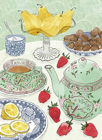 طقم شاي, Books And Tea, Tea Illustration, Posca Art, Illustration Food, Tea Art, Food Illustrations, The Table, Chinoiserie