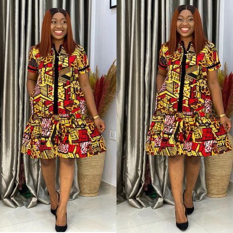 Ankara Gown Styles Beautiful Ankara Short Gowns For Ladies, Ankara Short Gown Styles 3yards 2024, Ankara Free Short Gown Styles, Akara Classic Short Gown, Ankara Short Gown Styles 3yards, Ankara Straight Gowns, Short Flare Gown Styles, Short Gown Style, Ankara Short Flare Gowns