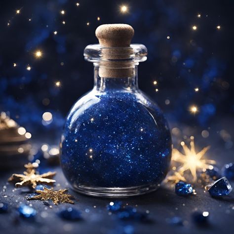 Amit Thakkar, Jars Aesthetic, Starfall Game, Potions Aesthetic, Sapphire Witch, Jar Aesthetic, Magical Potion, Fantasy Witch, Witch Vibes