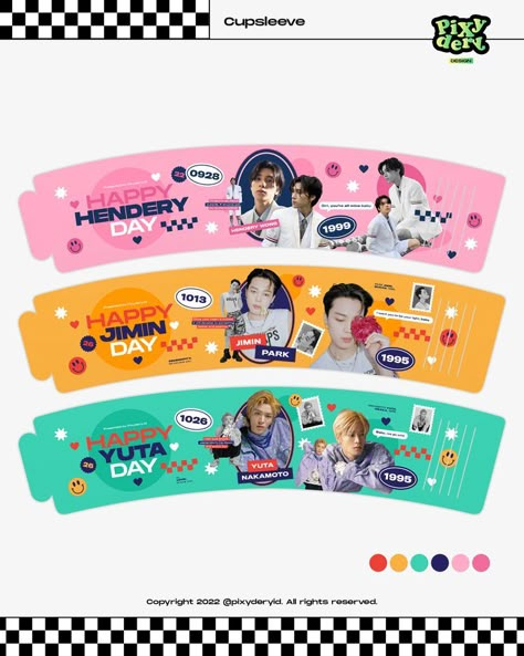 Cup Sleeve Design Ideas, Kpop Cafe Event, Cupsleeve Design, Cup Sleeve Design, Sleeve Design Ideas, Kpop Cupsleeve, Cupsleeve Events, Cup Sleeve Event, Pijama Party