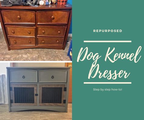 My DIY Dog Kennel Dresser! Diy Dog Bed From Dresser Old Drawers, Dresser Turned Into Dog Kennel, Dresser To Dog Kennel, Repurposed Dog Kennel, Dresser Dog Crate, Dresser Into Dog Crate, Dresser Dog Kennel, Diy Double Dog Kennel, Diy Furniture Dog Crate