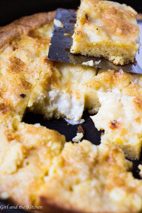 This Custard Filled Cornbread is the king of all cornbread. It is deliciously sweet and incredibly tender and has a creamy custard center that will blow every other corn bread out of the water. Christmas Dinner Desserts, Sweet Cornbread, Custard Filling, Thanksgiving And Christmas, Bake Dessert, Dinner Plan, Classic Dishes, Bread Rolls, Quick Bread