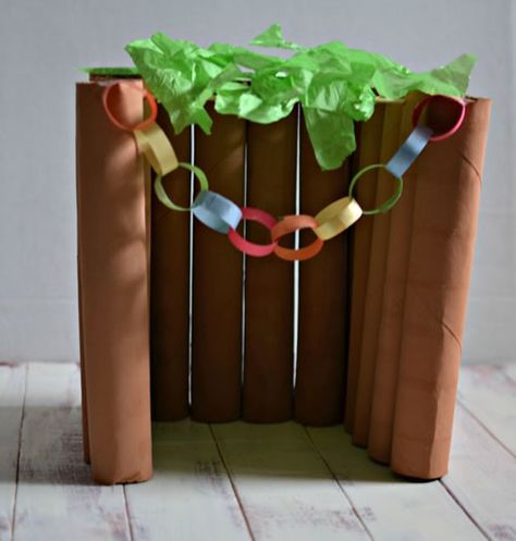 Make a Model Sukkah - Crafts & Coloring Pages - Jewish Kids Sukkot Activities, Sukkot Crafts, Sukkot Decorations, Happy Sukkot, Jewish Feasts, Simchat Torah, Jewish Crafts, Feast Of Tabernacles, Green Tissue Paper