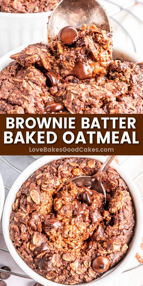 Brownie Batter Baked Oatmeal pin collage Easy Gluten Free Dairy Free Lunch, Oatmeal Bake Breakfast, Dairy Free Breakfast Ideas, Dairy Free Breakfast, Dessert List, Mouthwatering Desserts, Baked Oatmeal Recipe, Baking Techniques, Savory Breakfast Recipes