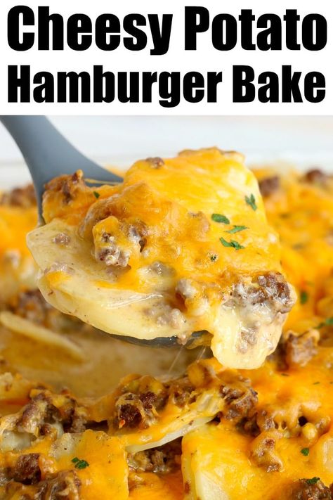 Hamburger Bake, Ground Beef Potato Casserole, Beef Potato Casserole, Casserole With Potatoes, Hamburger Potato Casserole, Meat And Potatoes Recipes, Cheesy Ground Beef, Hamburger And Potatoes, Hamburger Casseroles Recipes