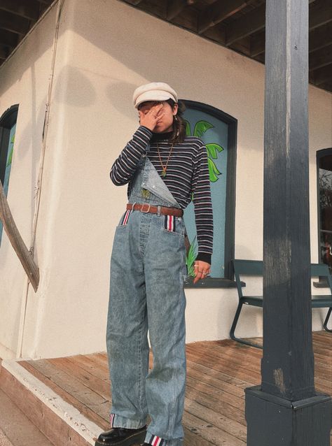 ig: @.mphtails 90s Overalls, Different Outfits, Striped Long Sleeve, Overalls, Outfit Inspo, Long Sleeve