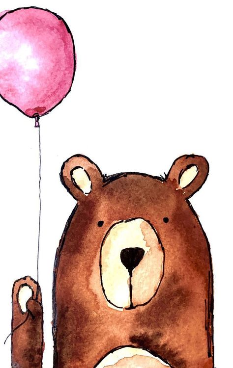 Bear Watercolor Painting Easy, Colorful Watercolor Art, Cute Bear Painting Easy, Funny Animal Paintings Easy, Cute Bear Watercolor, Watercolor Kids Projects, Watercolor Bear Easy, Cute Watercolour Ideas, Watercolour Animals Easy