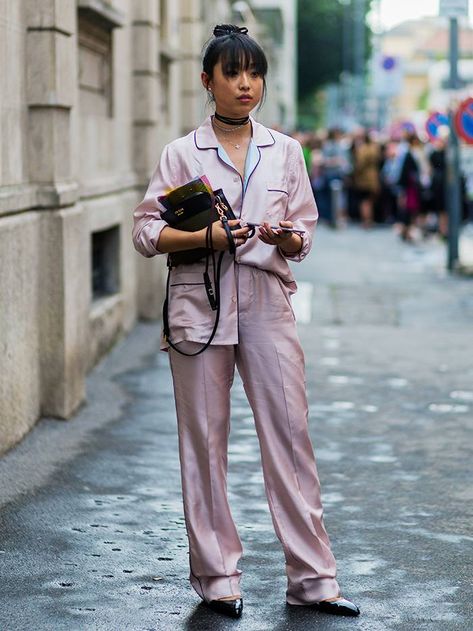 11 Daytime Pajama Outfits You Can Wear in Public | Who What Wear Pyjama Trend, Pijamas Women, Pink Street, Pajama Outfit, Pajama Fashion, Pajama Outfits, Street Style 2017, Pajama Dress, Lingerie Outfits