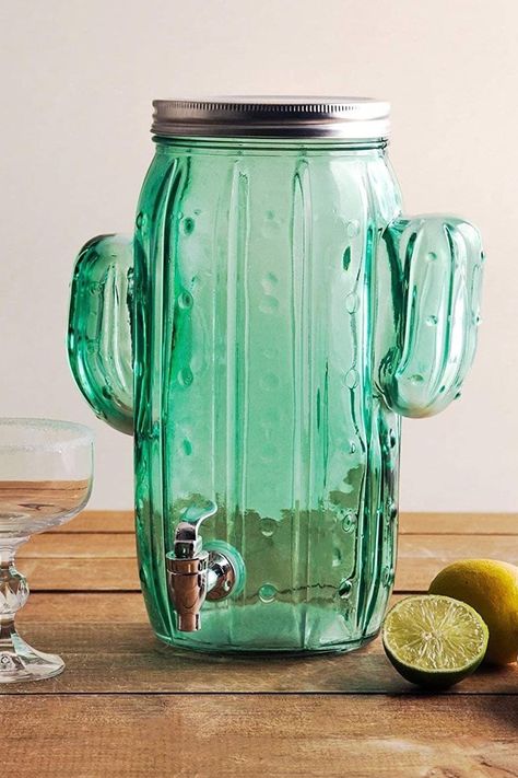 A festive green-tinged glass drink dispenser shaped like a cactus, except this cactus isn't just filled with water. Glass Drink Dispenser, Laundry Detergent Dispenser, Glass Drink, Cactus Party, Detergent Dispenser, Beverage Dispensers, Beverage Dispenser, Water Dispensers, Cactus Decor