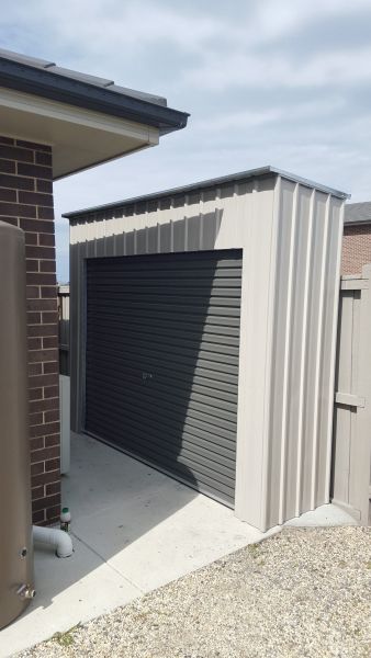 Narrow & Slimline Sheds - Custom Made in Australia | SteelChief Narrow Sheds Ideas Backyard, Carport With Storage On Side, Small Backyard With Shed, Side House Storage Ideas, Outside Storage Ideas Backyards, Narrow Shed Ideas, Yard Sheds Ideas, Narrow Side Of House Ideas, Side Of House Storage