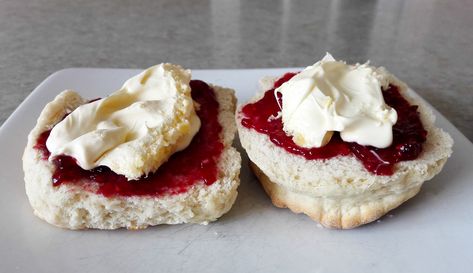 Cornish Cream Tea recipe - Salty Songs - Cornish Blog Cornish Cream Tea, Cream Tea, Tea Recipe, Grape Juice, One Half, Tea Recipes, Mini Cheesecake, Cornwall, Devon