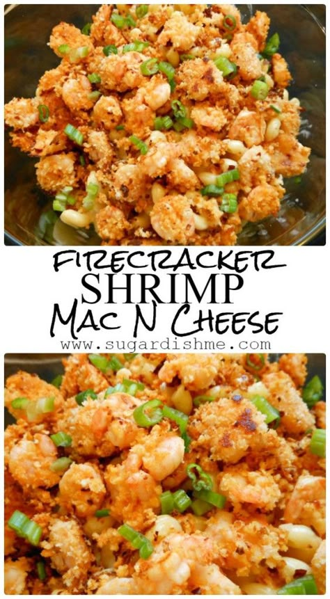 Firecracker Shrimp Macaroni and Cheese is an easy homemade copycat version of a popular restaurant recipe. Crispy spicy breaded shrimp on cheesy macaroni. Shrimp Mac N Cheese, Shrimp Mac And Cheese, Shrimp Macaroni, Firecracker Shrimp, Cheesy Macaroni, Breaded Shrimp, Sweet And Spicy Sauce, Restaurant Dishes, Mac Cheese