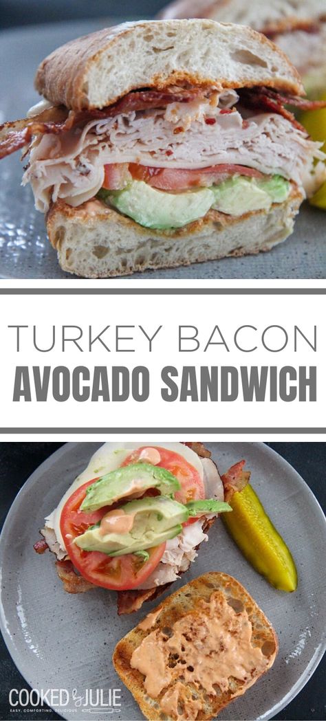 Sandwich Recipes Bacon, Turkey Bacon Bagel Sandwich, Turkey Bacon Lunch Ideas, Turkey Bacon Avocado, Turkey And Bacon Sandwich, Turkey Avocado Bacon Sandwich, Turkey Bacon Avocado Panini, Bacon And Avocado Sandwich, Turkey Chipotle Sandwich