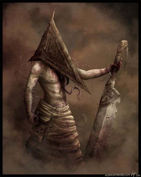 That Red Pyramid Thing by MissPH.deviantart.com on @DeviantArt Red Pyramid Thing, Human Centipede, Red Pyramid, Pyramid Head, Silent Hill 2, Evil Dead, Silent Hill, 판타지 아트, Video Game Characters