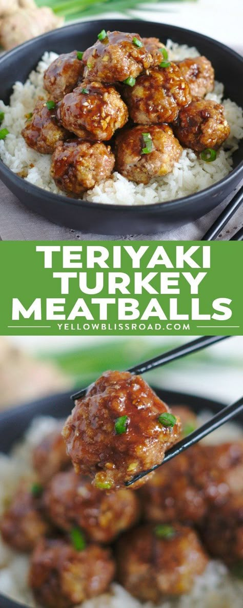 Teriyaki Turkey Meatballs, Teriyaki Turkey, Lean Recipes, Turkey Meals, Turkey Meatballs Healthy, Ground Turkey Meatballs, Meatballs Recipes, Asian Meatballs, Meatballs And Rice