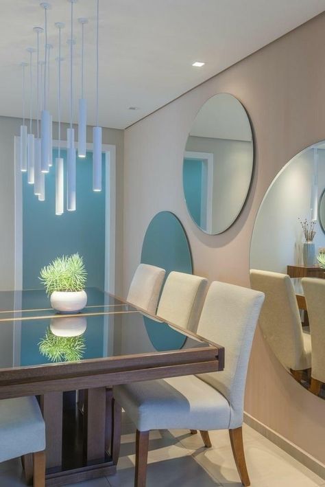 Dinning Room Mirror Ideas, Dinning Room Mirror, Dining Room Mirror Wall, High Ceiling Living Room, Mirror Dining Room, Dinning Room Design, College Apartment Decor, Home Room Design, Modern Dining Room