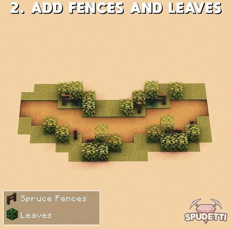 Path Idea Minecraft, Fences Ideas Minecraft, Minecraft Fencing Ideas, Paths In Minecraft, Minecraft Pathways Design Natural, Cottagecore Farm Minecraft, Spruce Minecraft Builds, Minecraft Street Sign, Minecraft Lamp Post Ideas Cottagecore