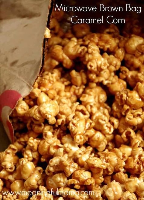 Brown Bag Popcorn, Corn Microwave, Microwave Caramel Popcorn, Microwave Caramel Corn, Homemade Caramel Corn, Caramel Corn Recipes, Munchies Snacks, Popcorn Recipes Caramel, Gourmet Food Plating