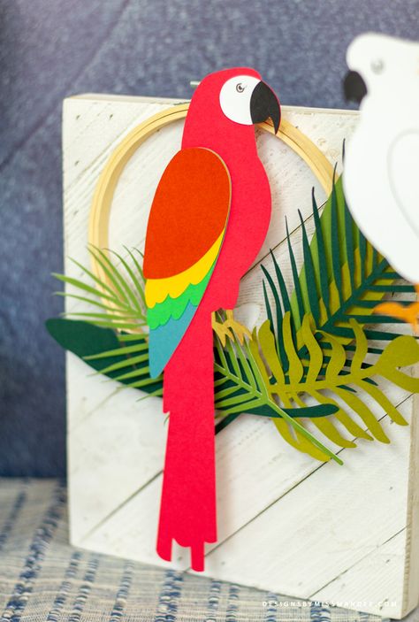 FREE Die Cut Tropical Birds – Summer Cut Files - Designs By Miss Mandee. Bird, birds, cockatoo, Cricut, cut file, die cut, Die Cut Tropical Birds, free, freebie, leaf, leaves, macaw, parrot, silhouette, svg, Toucan, tropical, wreath, Tiki Room, summer. Tiki Room Birds, Parrot Decoration, Cricut Tropical Decor, Birds Paper Craft, Tropical Svg Free, Paper Parrot Craft, Bird Svg Free Cricut, Paper Parrot, Parrot Paper Craft