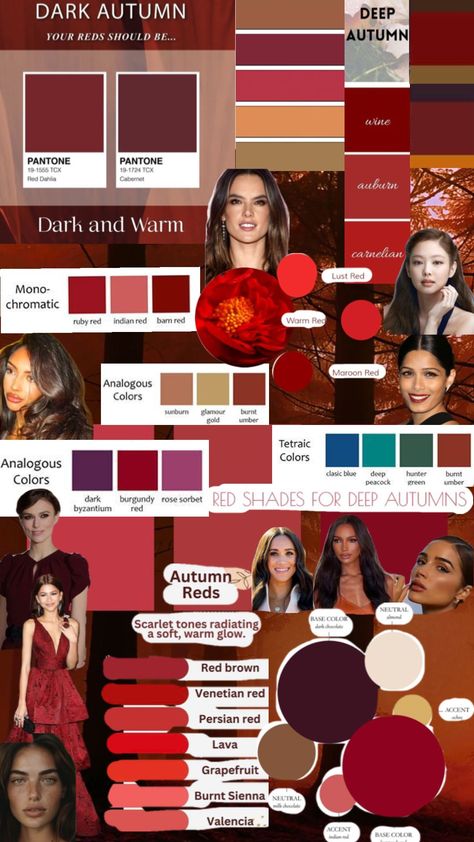 Deep Autumn Makeup, Deep Autumn Palette, Autumn Color Palette Fashion, Deep Autumn Color Palette, Autumn Skin, Colour Combinations Fashion, Deep Autumn, Dark Autumn, Seasonal Color Analysis