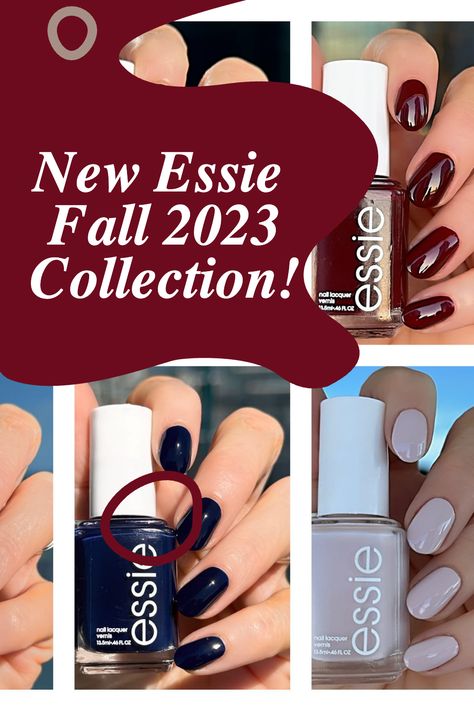 I’m so excited to be sharing the new Essie Fall 2023 Nail Polish Collection today. This is a six piece collection of muted and vampy shades that are perfect for Fall. Essie Nail Polish Fall Colors, Fall Essie Colors, Essie Winter 2023, Essie Fall 2023 Collection, Essie Christmas Colors, Essie Autumn Nails, Nail Polish Fall 2023, Essie Fall Nail Colors, Nail Color Fall 2023