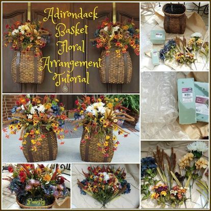 This year I'm using Adirondack baskets with floral arrangements which I created for my front door Fall decor. Here's a step-by-step tutorial and list of supplies so you can create your own, for any season. Fall is only the beginning! Supplies for Each Arrangement: 1 Large Basket (a similar, thrifted basket could be used, but mine are Ballard Designs Adirondack, purchased on sale with free shipping and excluded from cost of this project) Plastic Bubble Wrap as bottom filler (mine ca… Door Fall Decor, Dry Floral Foam, Front Door Baskets, Fall Basket, Basket Arrangement, Outdoor Fall Decor, Fall House, Porch Planters, Basket Decor