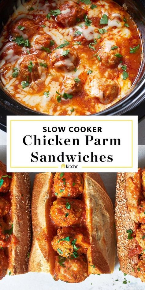 Chix Parmesan, Slow Cooker Chicken Parm, Deep Fried Foods, Chicken Parm Meatballs, Chicken Parmesan Meatballs, Recipe Slow Cooker, Cheese Buns, Fried Foods, Chicken Parm