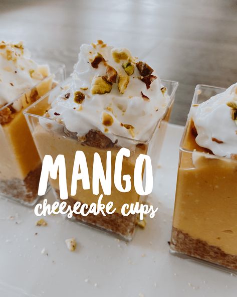 Mango Cheesecake Cups Earth Balance Butter, Mango Cheesecake, Dessert Cup, Cheesecake Cups, Hawaiian Food, Graham Cracker Crust, Dessert Cups, Vegetarian Cheese, Coconut Cream