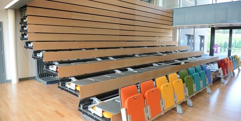 Top 10 Questions our Customers Ask About Retractable Seating - Audience Systems Retractable Seating, Cinema Chairs, Auditorium Design, Flexible Furniture, Movable Walls, Community Halls, Sports Center, Theatre Design, Floor Seating