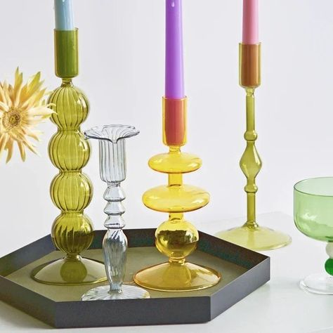 Glass Candle Holder $27.26 bit.ly/3hCYQMU Bamboo Candle, Candlestick Centerpiece, Elegant Candle Holders, Home Decoration Wedding, Glass Flower Vase, Angel Candle Holder, Flower Candle Holder, Glass Candlestick Holders, Glass Flower Vases