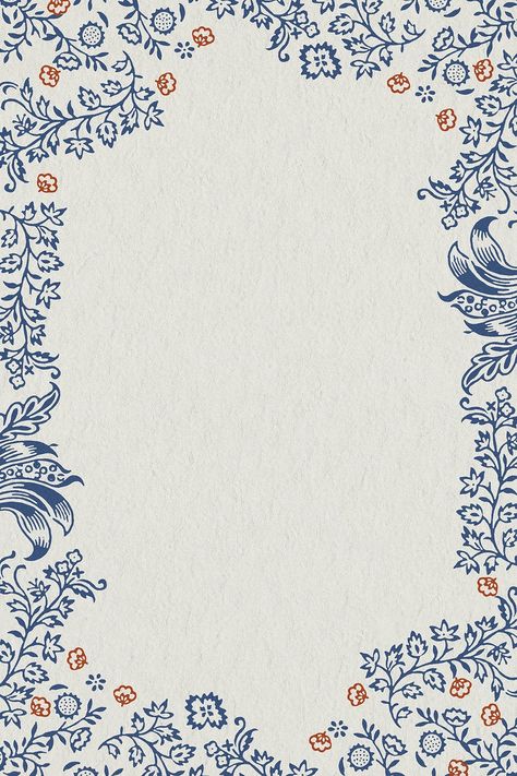 Blue Frame Border, Floral Cards Design, Vintage Borders, William Morris Art, Frame Border, Blue Frame, Ornament Frame, Border Pattern, Vintage Nature