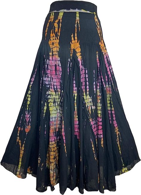 Bohemian Maxi Skirt, Flare Maxi Skirt, Summer Tie Dye, Bohemian Maxi, Tie Dye Colors, Tie Dye Cotton, Bohemian Print, Long Skirts For Women, Long Maxi Skirts