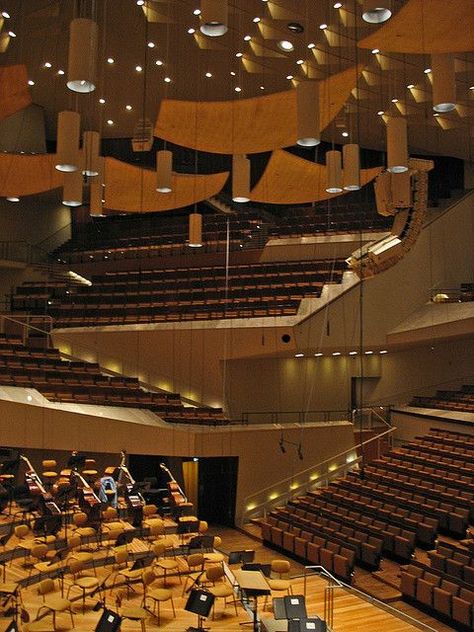 For architecture lovers or fans of a fantastic orchestra, Berlin's Philharmonic hall is a must see. Berlin Philharmonic, Music Institute, Theater Architecture, Theatre Design, Performing Arts Center, Music School, City Guides, World Cities, Smart City