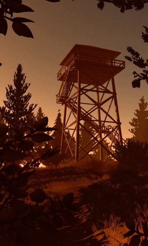 Fire Watch Game, Fire Watch Wallpaper, The Long Dark Wallpaper, Minecraft Firewatch Tower, Firewatch Aesthetic, Firewatch Wallpaper, Action Background, Video Game Wallpaper, Desktop Background Wallpaper