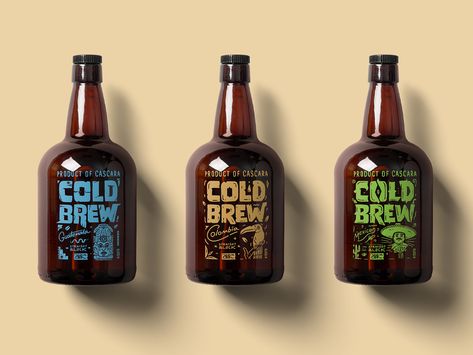 Cascara Coffee Co. - Cold Brew Bottle Labels by M Suleyman Saglam on Dribbble Cold Brew Bottle, Brewery Logo Design, Cold Brew Packaging, Brewery Logo, Coffee Label, Coffee Brand, Bottle Label Design, Coffee Business, Pretty Drinks