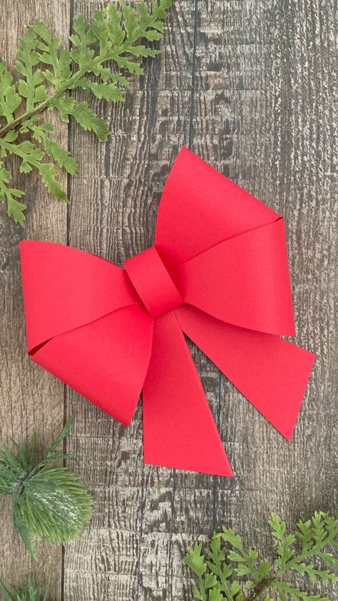 Full video with 4 paper bows viewable through link. 🎀 #paperbows #paperbow #bow #diybow #crafts #papercrafts #giftwrapping #giftwrappingideas Giant Bow Diy, Paper Bows, Make Bows, Giant Bow, Bow Diy, Paper Craft Ideas, Bow Template, Paper Bow, Red Paper